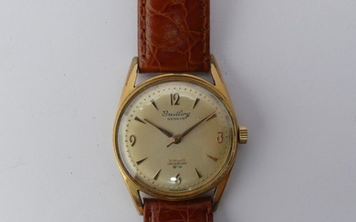 A vintage Breitling Geneve gold plated Wristwatch, the silve...