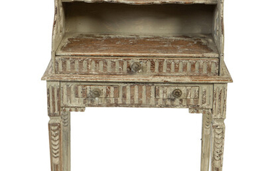 ALouis XVI Style Carved and White-Painted Bedside Table