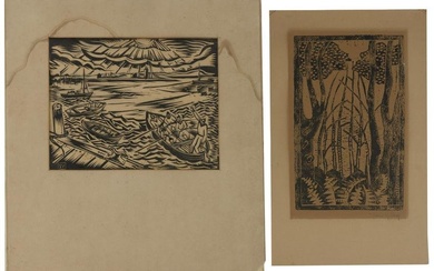 AMERICAN SCHOOL (First Half of the 20th Century,), Two woodcuts:, 7.75" x 9.75" and 10.5" x 6.5"