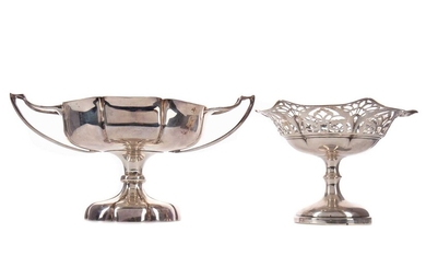AN EDWARDIAN SILVER BONBON DISH AND ANOTHER