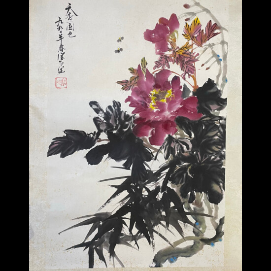 佚名 彩墨画 牡丹图 ANONYMOUS CHINESE INK AND COLOR PAINTING PEONIES