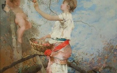 AUGUSTE EMILE PINCHART (1842-1920) La cueillette,...