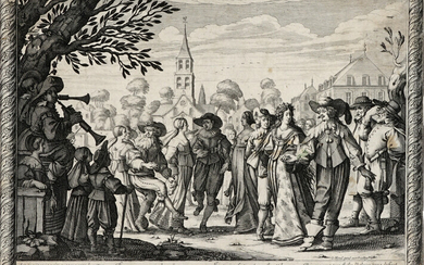 Abraham Bosse (Tours, 1604 - Parigi, 1676), Danza paesana con musici. 1633 ca.