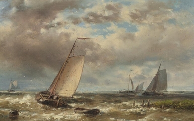 (-), Abraham Hulk I (1813-1897) Sailing Vessels Setting...
