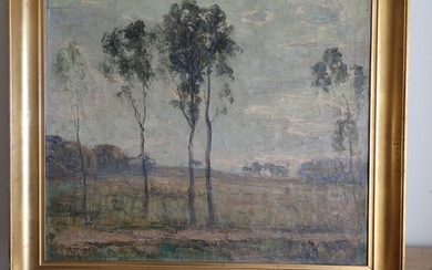 Achton Friis: Landscape. Signed Achton Friis 1918. Oil on canvas. 52×59 cm. Framed.