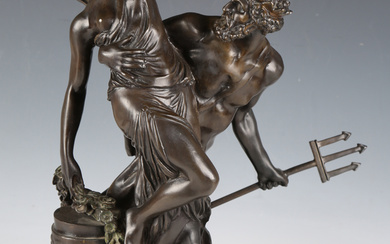 After Clodion - a modern brown patinated cast bronze figure group depicting the Abduction of Perseph