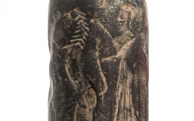 Akkadian Steatite Cylinder Seal, Contest Scene