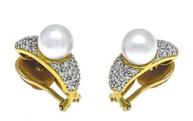 Akoya diamond clip earrings GG