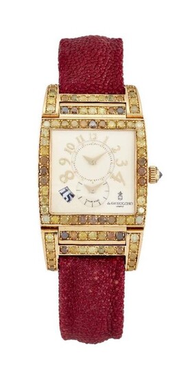 An 18ct gold and coloured diamond automatic...