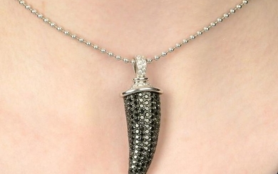 An 18ct gold diamond and black diamond 'Horn' pendant