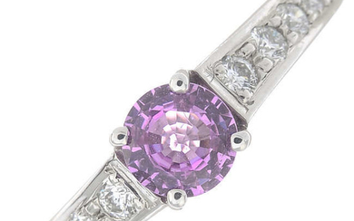 An 18ct gold pink sapphire and brilliant-cut diamond ring.