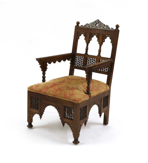 An Aesthetic Movement Moorish mahogany armchair