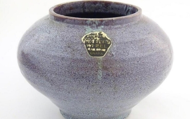 An American two tone studio pottery vase with a bulbous
