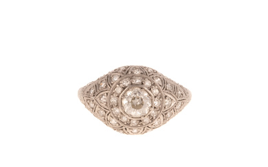 An Art Deco Diamond Dome Ring in Platinum