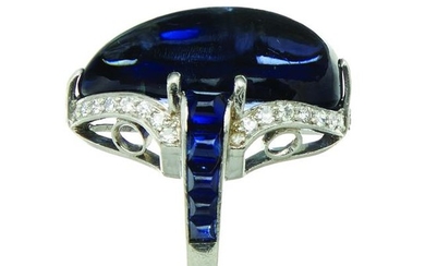 An Art Deco sapphire and diamond ring
