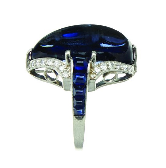 An Art Deco sapphire and diamond ring