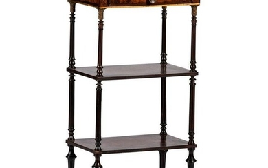 An English Burlwood Three Tiered Occasional Table with