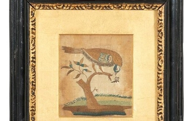 An English Silkwork Embroidered Bird Picture