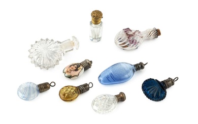 An early 19th century Nailsea glass miniature scent bottle, the...