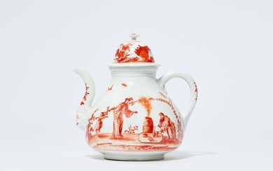 An early Meissen porcelain tea pot and cover by Johann Gregorius Hoeroldt