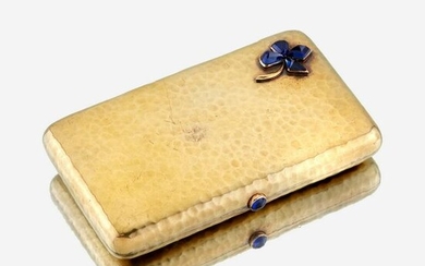 An eighteen karat gold and sapphire case, FabergÃ© with