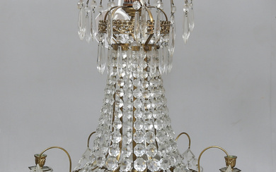An empire-style chandelier, mid 20th century, height excluding chain approx. 58 cm.