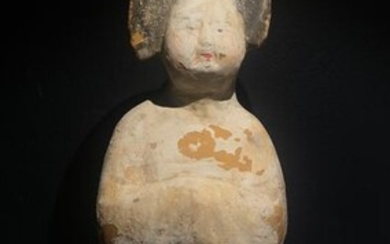 Ancient Chinese, Tang Dynasty Terracotta Fat Lady figure. . 33 cm H.
