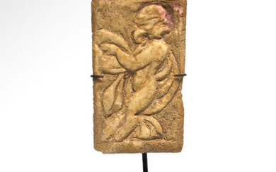 Ancient Egyptian Bone Plaque Engraved with a Nude Dancer, Coptic