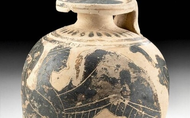Ancient Greek Corinthian Pottery Aryballos w/ Harpy