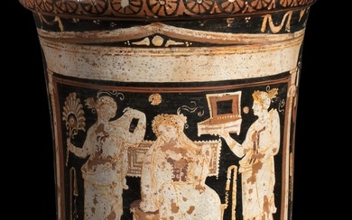 Ancient Greek Pottery Monumental Apulian wedding loutrophoros by the Baltimore Painter. TL Test. Spanish Export License - 87 cm