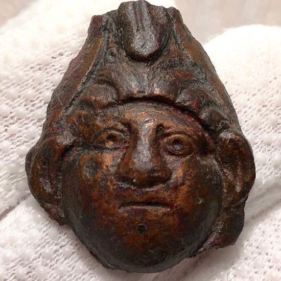 Ancient Roman Bronze Pleasant Applique - a Head of an Eros.