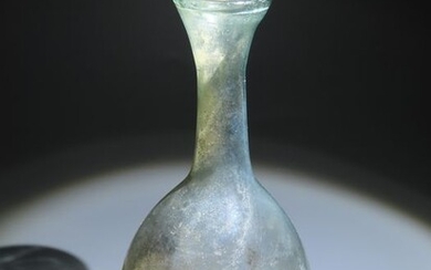Ancient Roman Glass Bottle jar. Intact. 17 cm H.