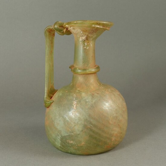 Ancient Roman Glass Translucent pitcher with a large handle. - 146×100×99 mm - (1)