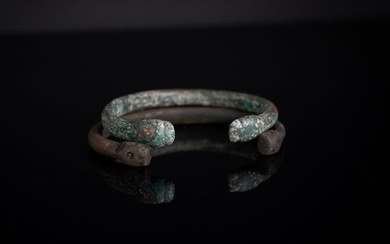 Ancient Roman Legionary bracelet group decorated with snake heads, Roman estate, 2nd - 4th century AD. Bangle