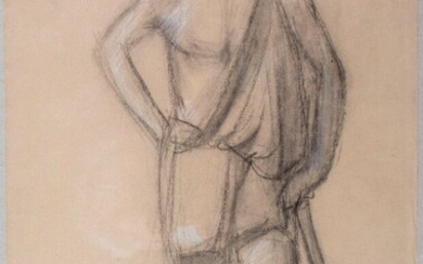 André DERAIN (1880-1954), Etude d'homme drapé à l'antique, fusain sur papier, 45,5 x 31 cm,...