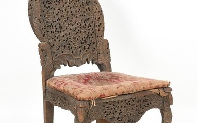 Anglo-Indian Carved Hardwood Side Chair