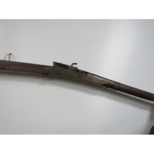 Antique 19th Century Matchlock Musket, with a 5 band barrel ...