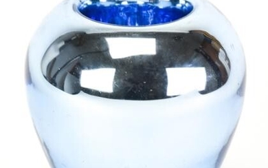 Antique Blue Mercury Glass Rotund Form Vase