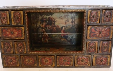 Antique Continental Hand Painted Multi Drawer