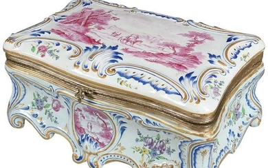 Antique French Gilt & Painted Jeeaux Porcelain Box