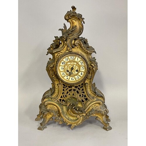 Antique French Rococo revival mantle clock, Vincent Catlleux...