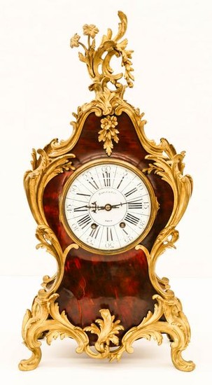 Antique Gubelin Swiss Boulle Mantel Clock 21.5''x9.5''.