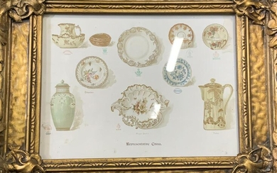 Antique Lithograph of China Porcelain Objects