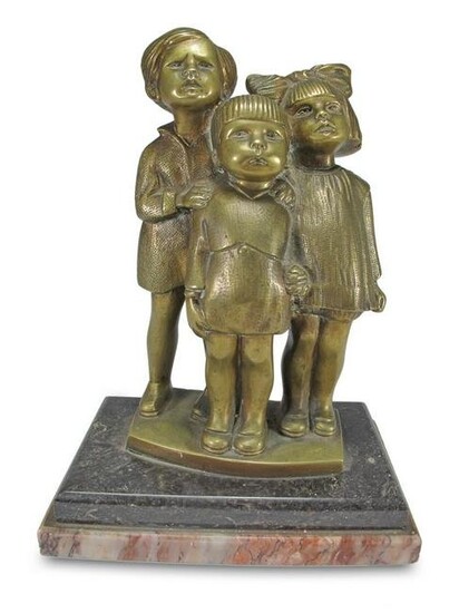 Art Deco 3 children bronze sculpture