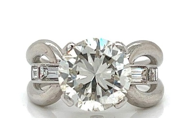 Art Deco Platinum GIA Certified 4.04 Ct. Diamond Ring