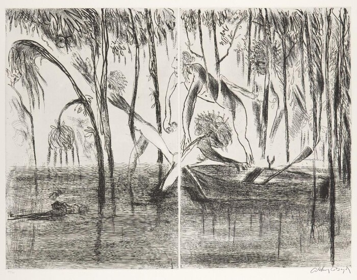 Arthur Boyd AC OBE, Australian 1920-1999- The Prodigal Son (three plates), 1996; three double-plate etchings on BFK Rives wove, signed and numbered 42/45 in pencil, printed by Diana Davidson at Whaling Road Studios, Sydney, with their blindstamp...