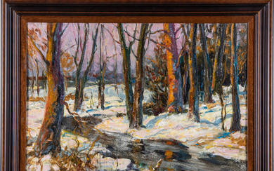 Artist Unknown, (American, 20th Century) - Winter Scene with Stream