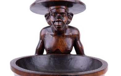 Asian Wooden Figural Bowl