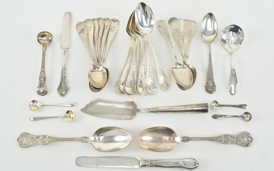 Assorted sterling silver utensils. To include: 1) Set