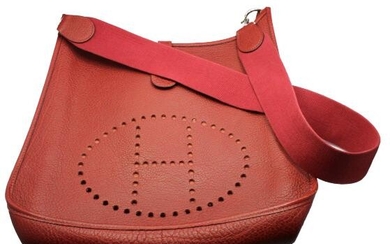 Authentic! Hermes Evelyne Brick Red Clemence Leather GM